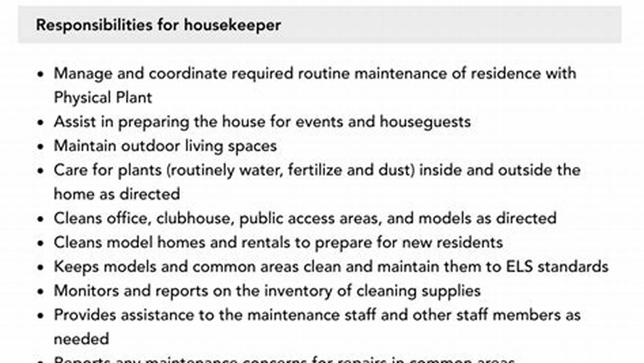 Housekeeper Job Description: Everything You Need to Know
