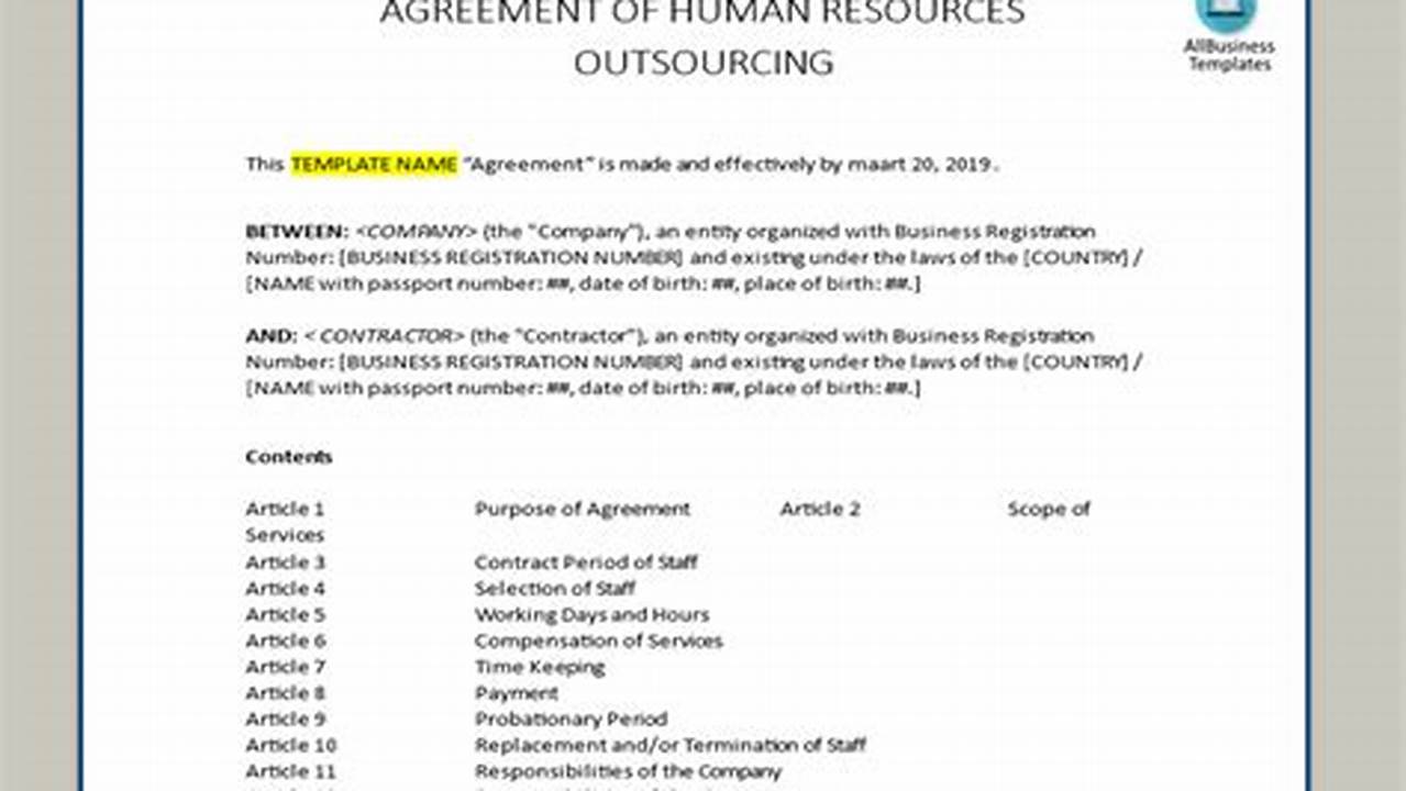 Human Resource Outsourcing Contract Sample: A Comprehensive Guide
