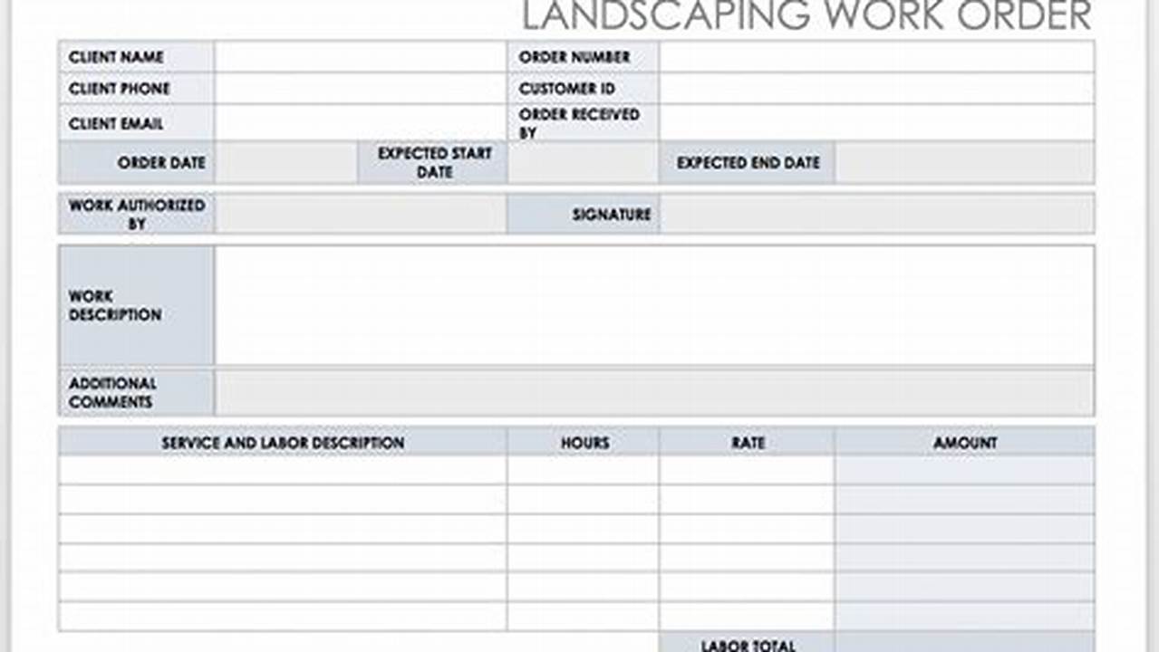 Landscape Work Order Template