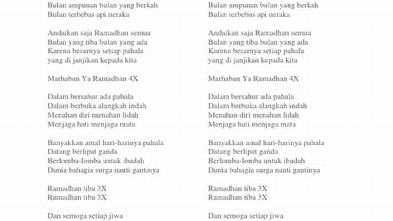 Temukan Lirik Lagu Ramadhan Sarat Makna dan Inspirasi