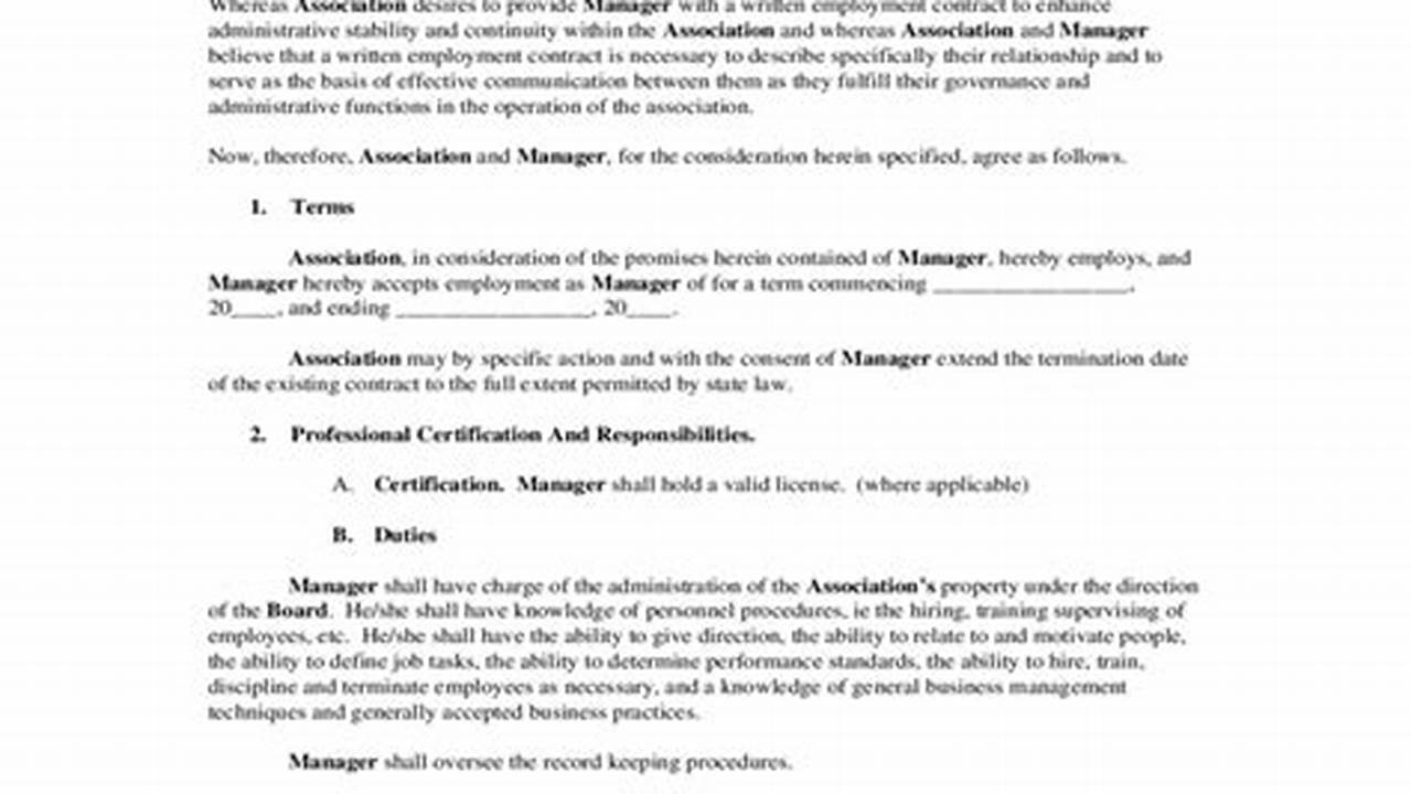 Manager Employment Contract Template: A Comprehensive Guide