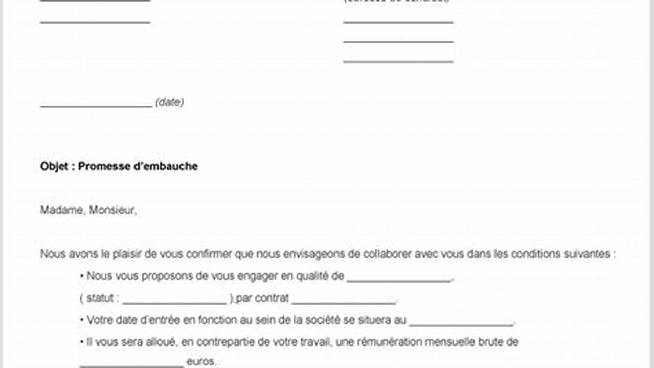 Modèles de promesses d'embauche gratuits au format PDF