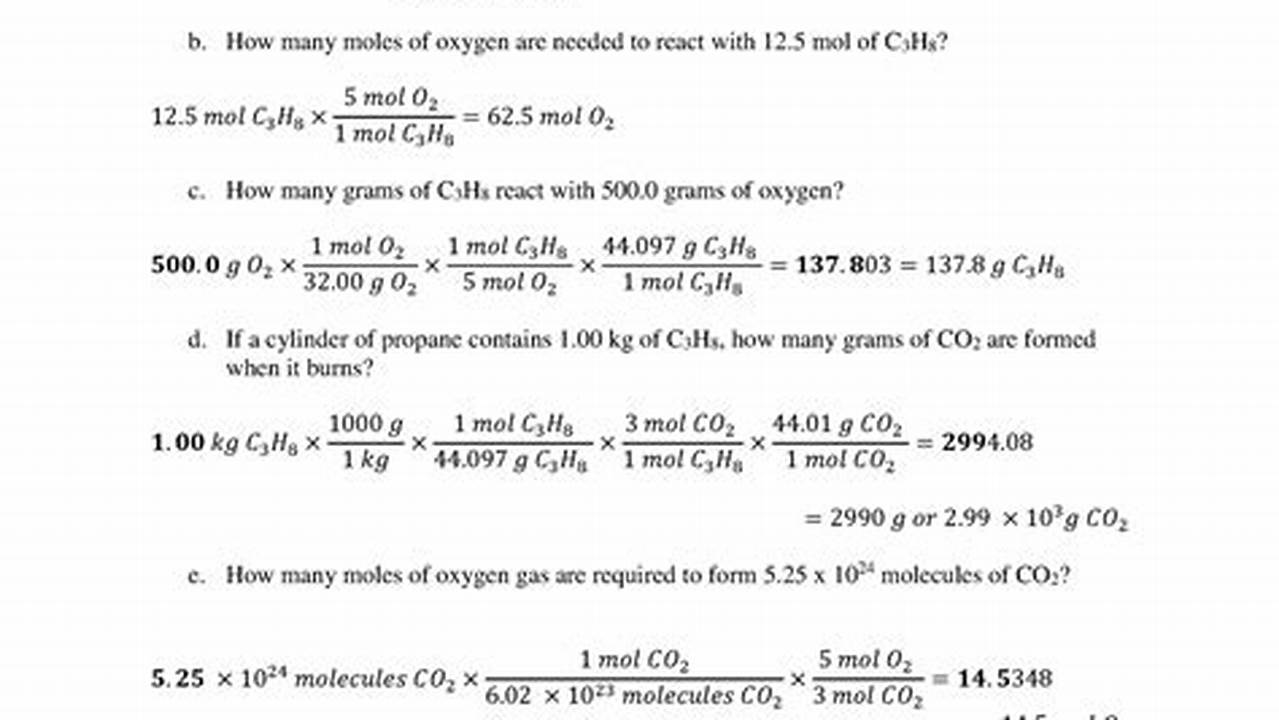 Reaction Stoichiometry Chem 10 Review Worksheet
