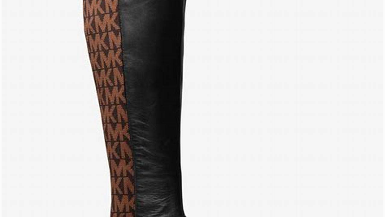 Ridley Leather and Logo Jacquard Knee Boot