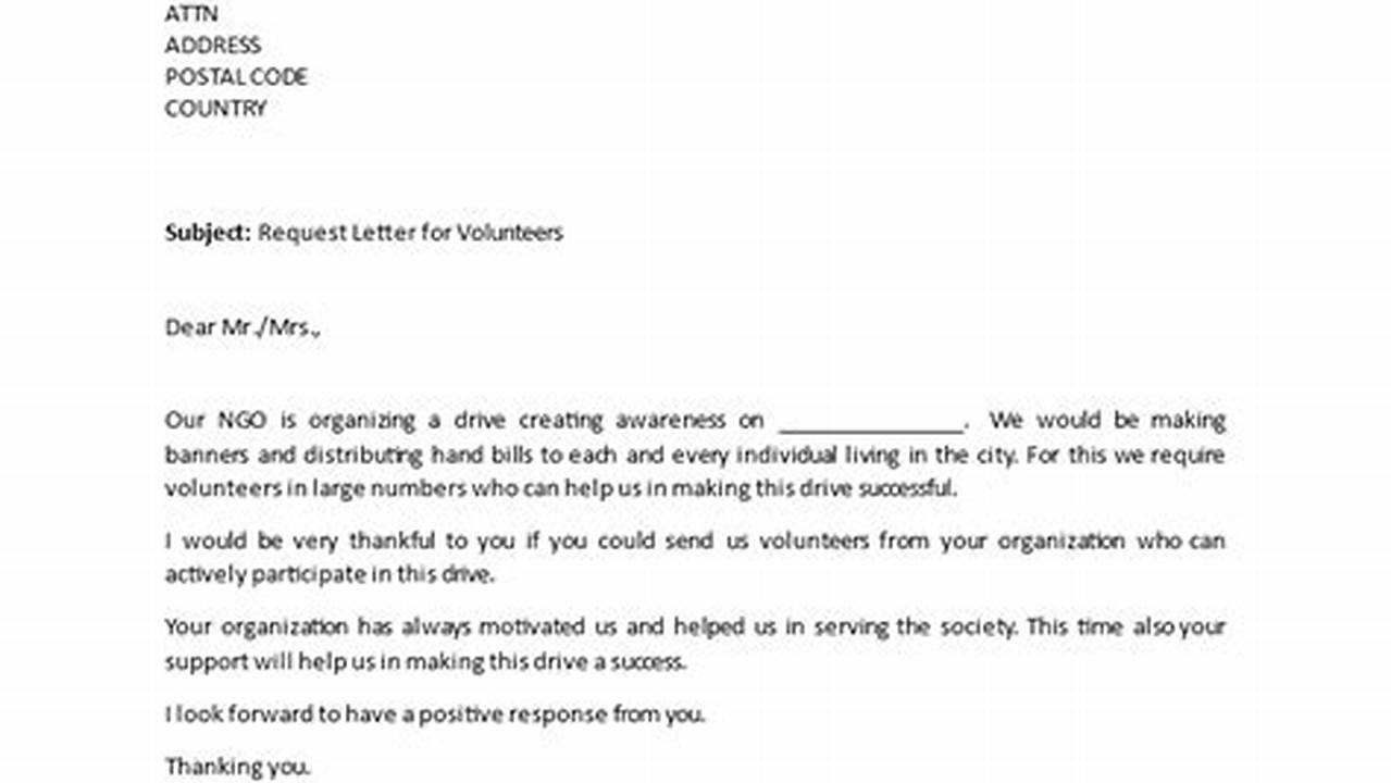 Sample Letter Asking for Volunteers
