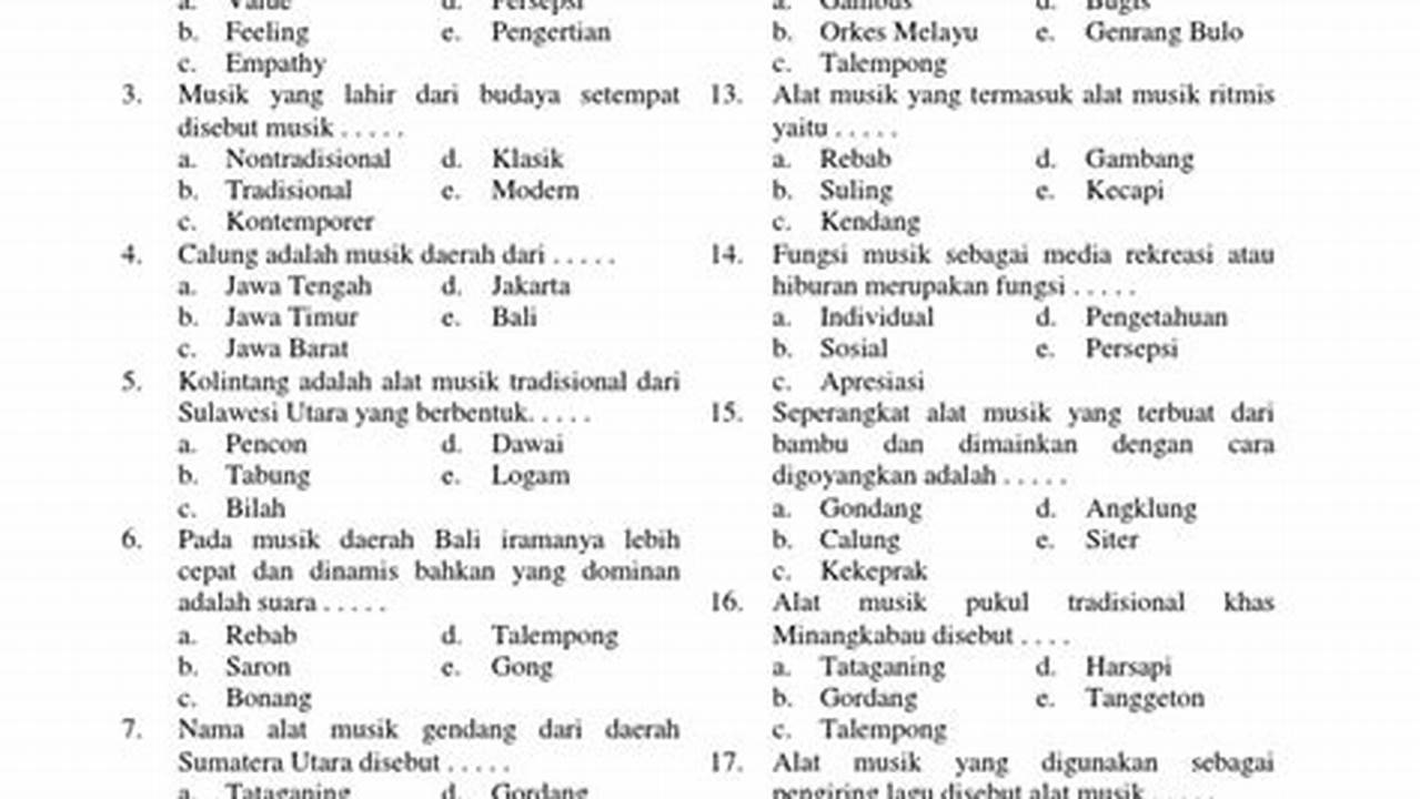 Soal Sumatif Seni Musik SMA