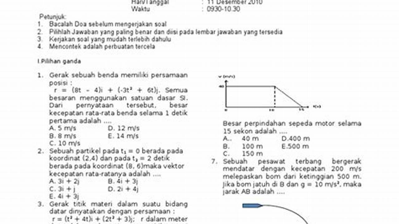 Soal Ujian Akhir Semester (UAS) Fisika SMA Kelas 11 Semester 1