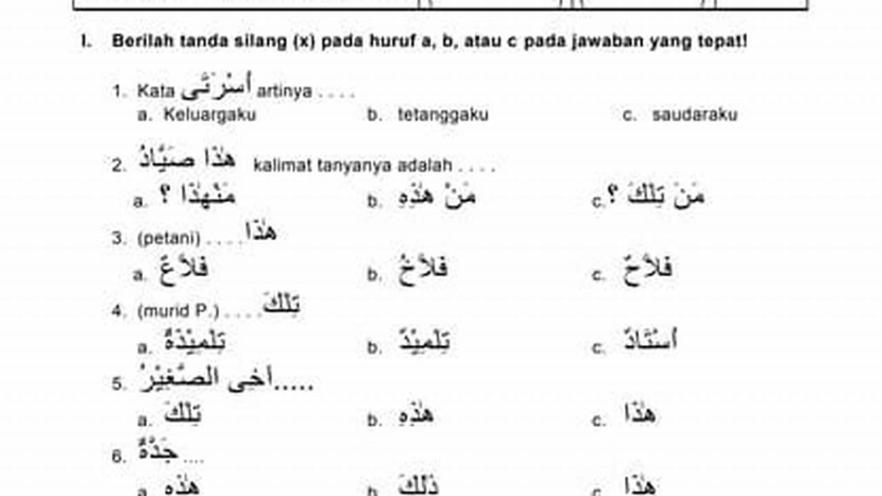 Soal UTS Bahasa Arab MI Semester Ganjil