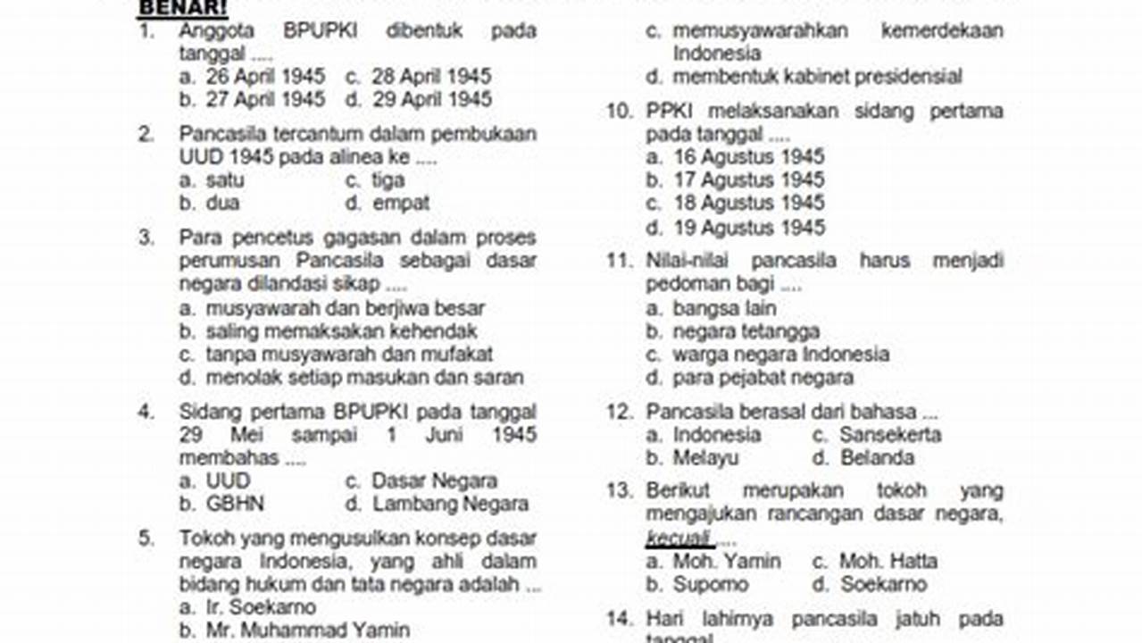 Soal UTS PKN Kelas 6 SD Semester 1