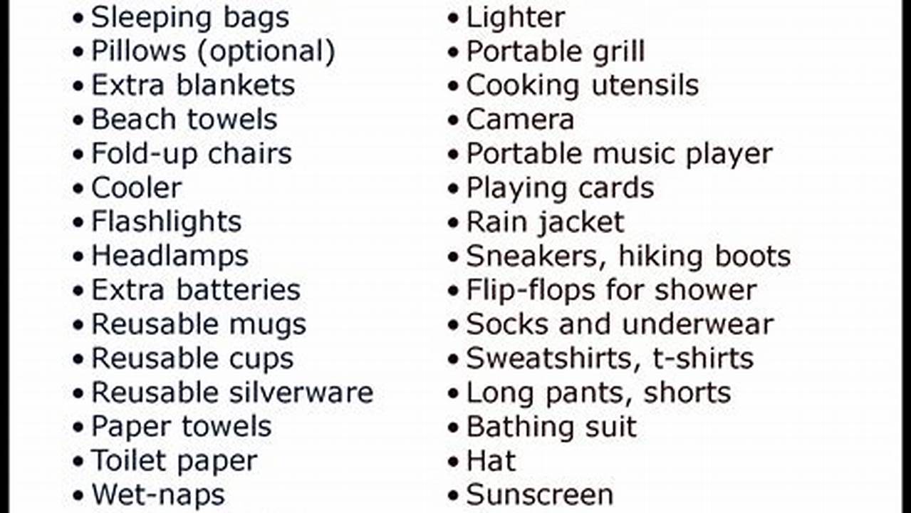 Things to Take on a Camping Trip