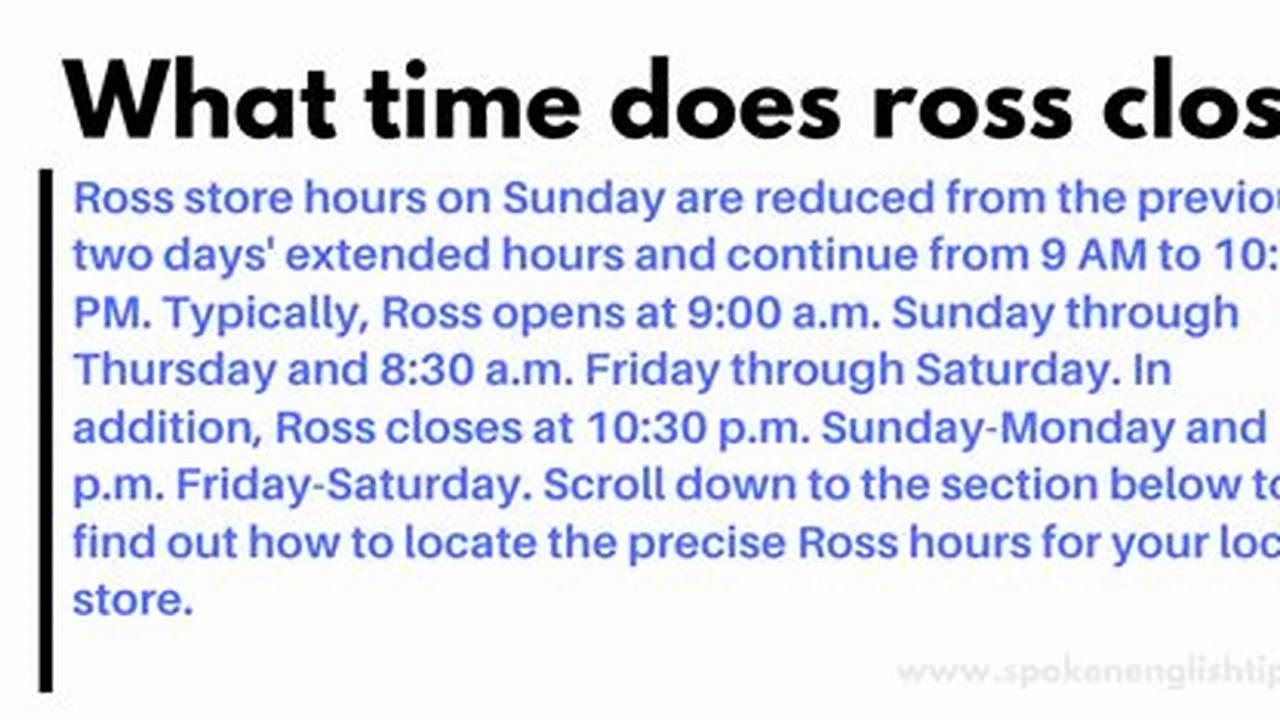 What Time Does Ross Open on Sunday?