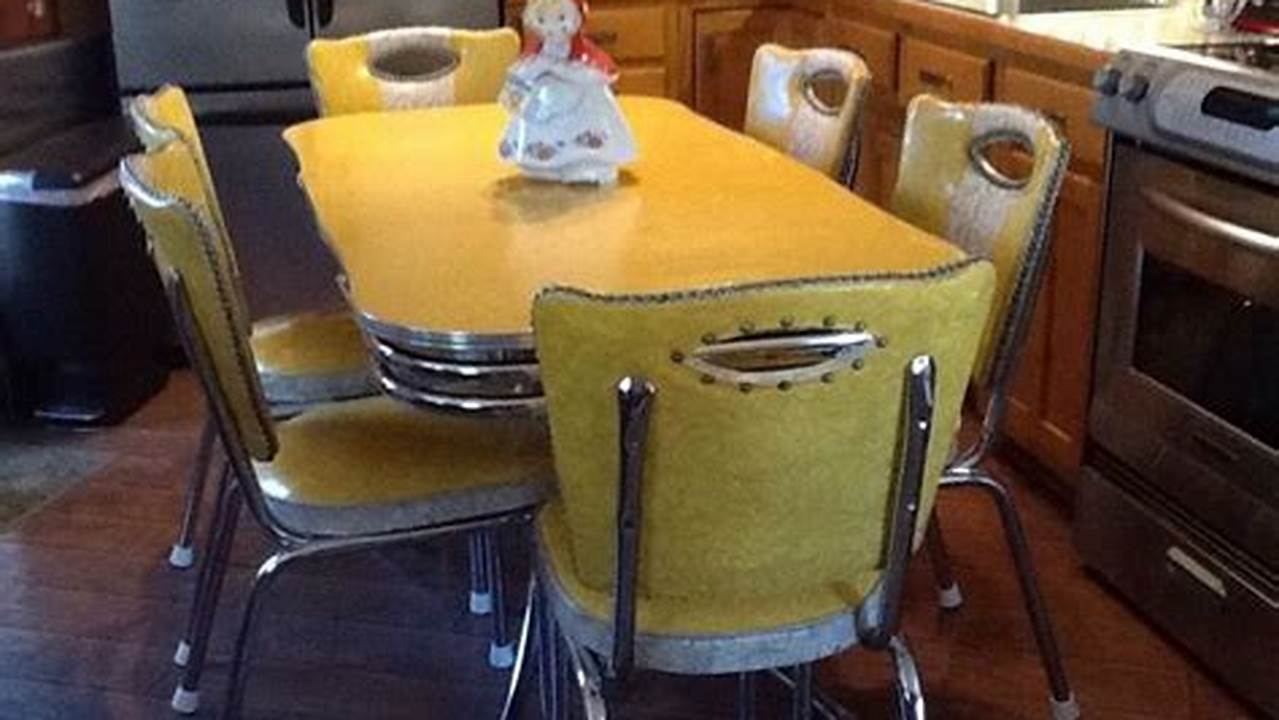 A Timeless Classic: Yellow Retro Kitchen Table and Chairs