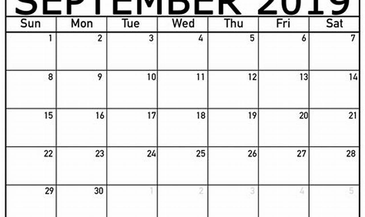 11 September Calendar
