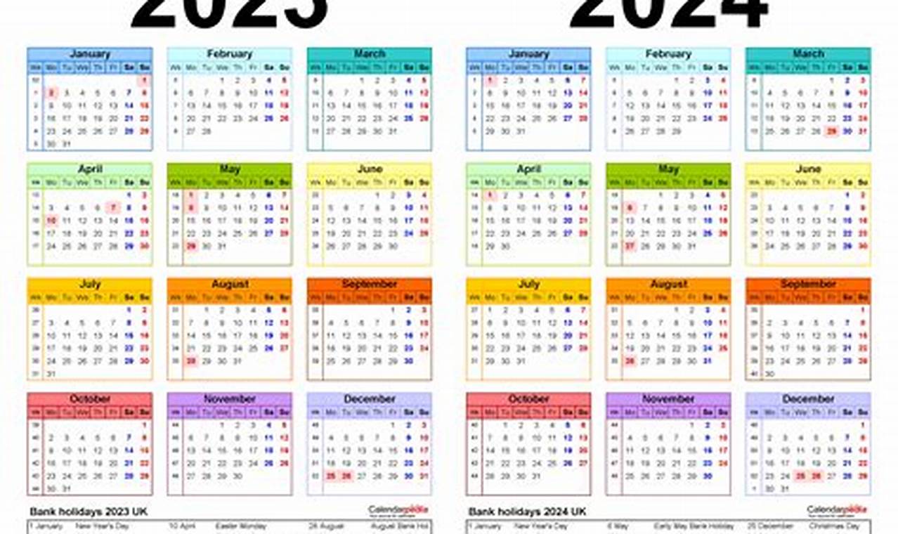 2023-2024 Printable Calendar With Holidays Uk