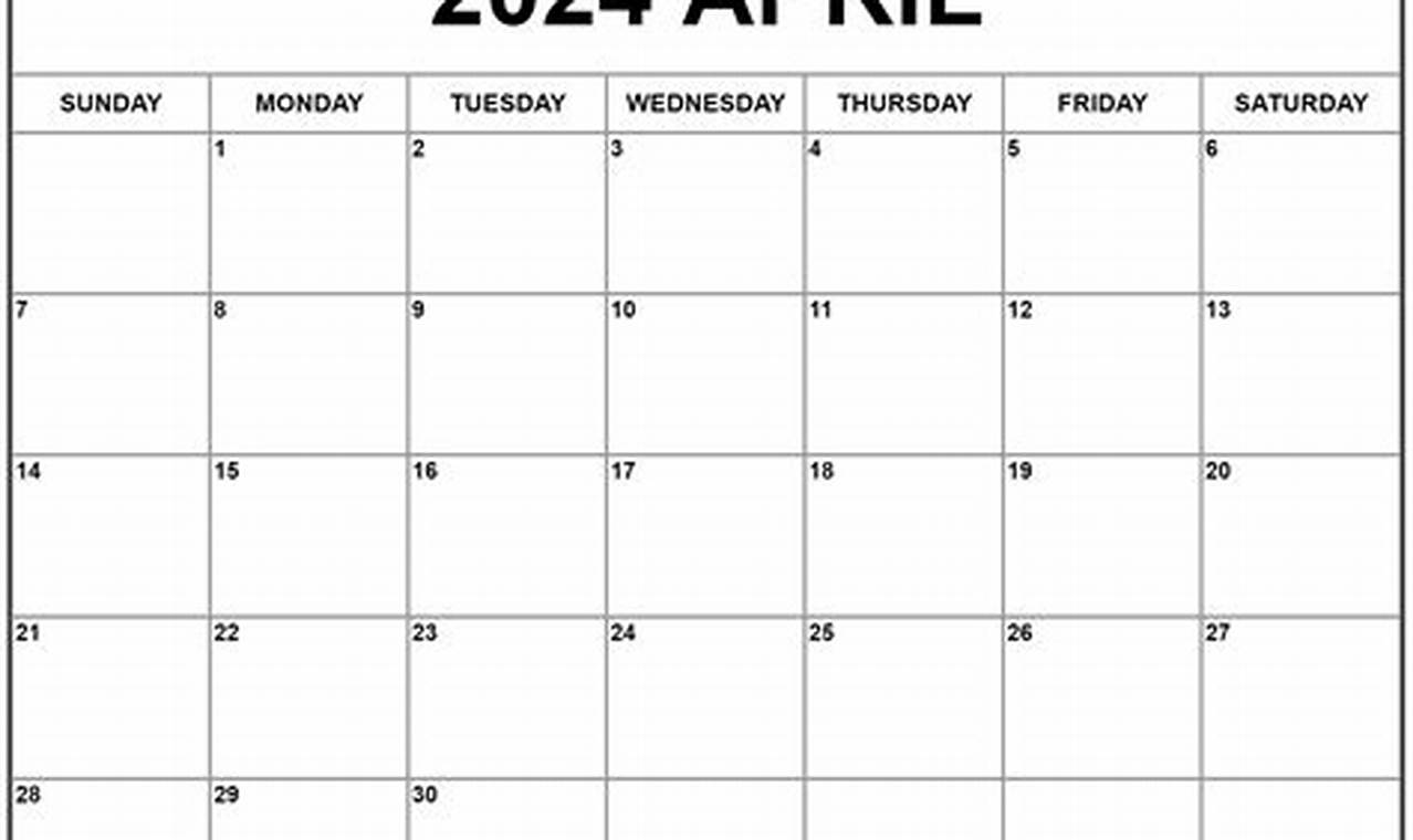 2024 April Calendar Printable Free Pdf Fillable Isr