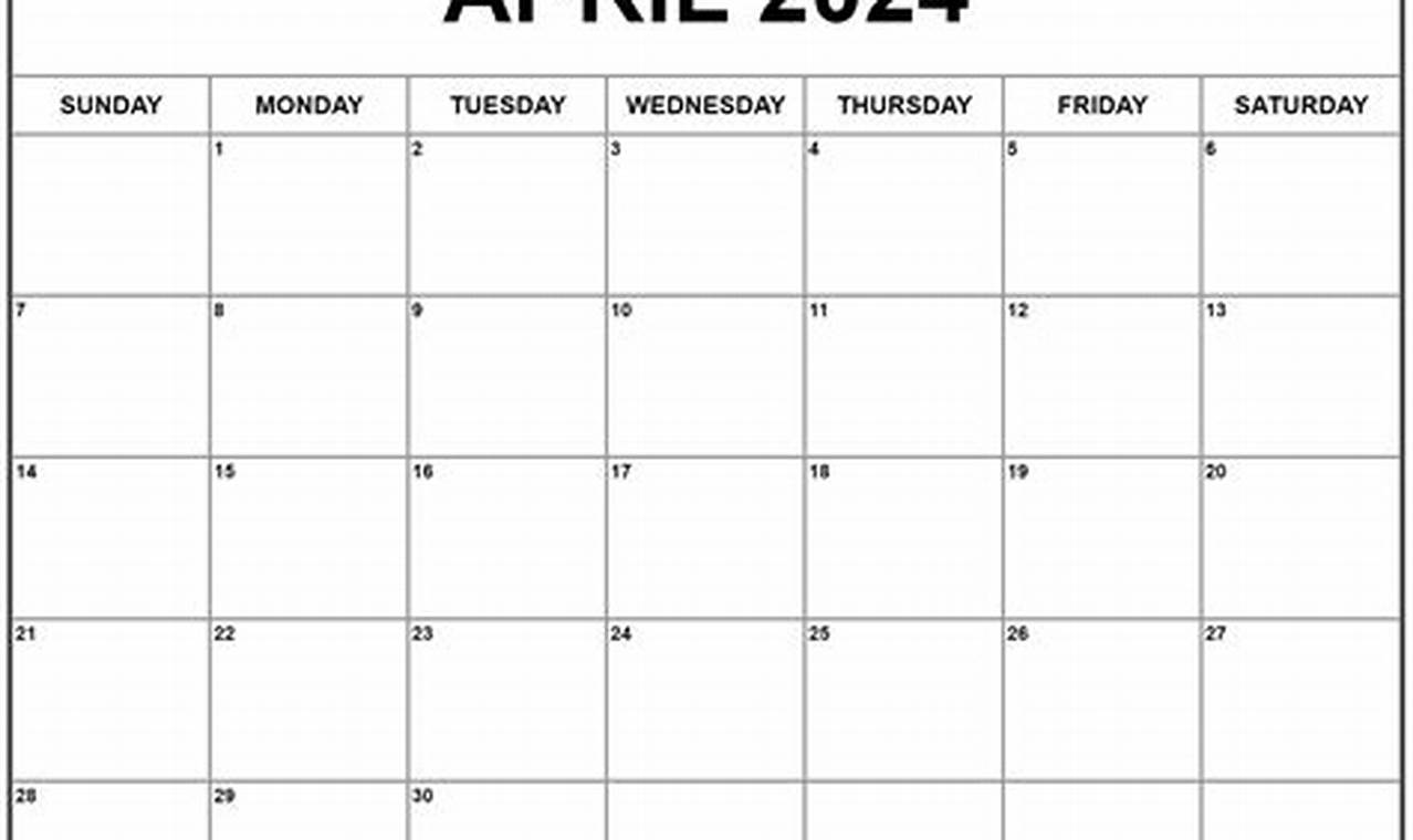 2024 April Calendar Printable Free Pdf Form 941