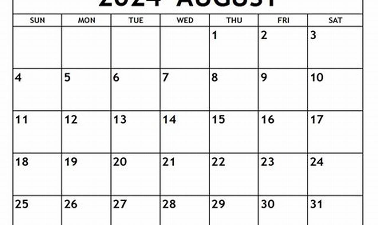 2024 August Calendar Free Printable Images Free