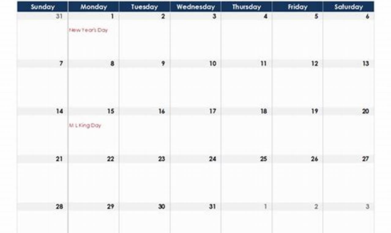 2024 Blank Calendar Template Excel Download Free