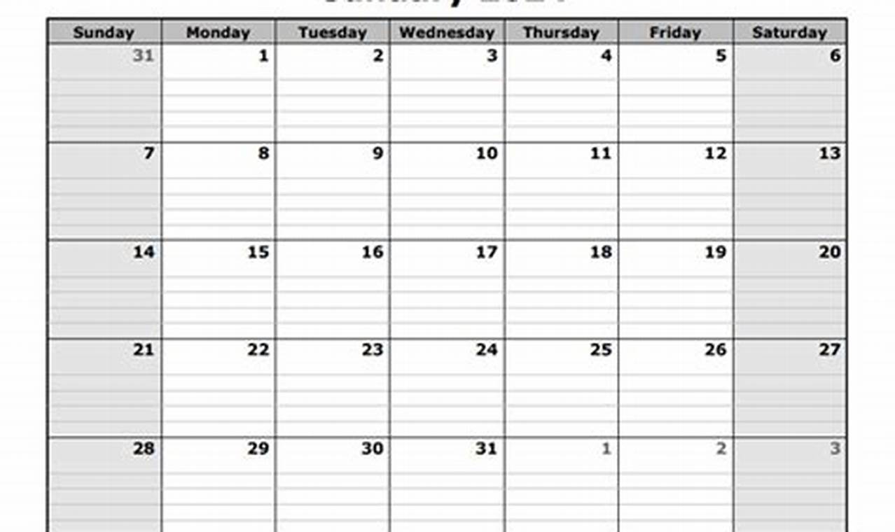 2024 Blank Calendar Template Free Printable Sheets Word
