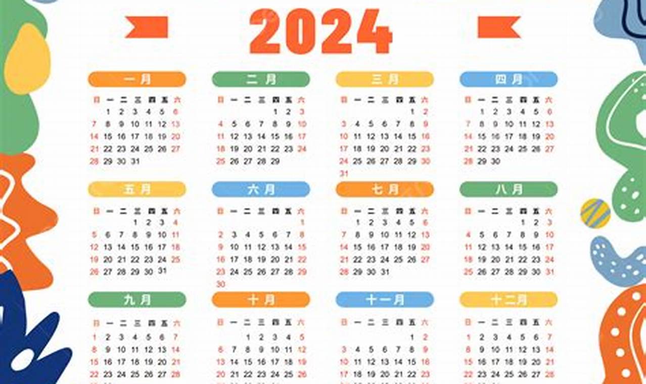 2024 Calendar Anime Color Chart Download