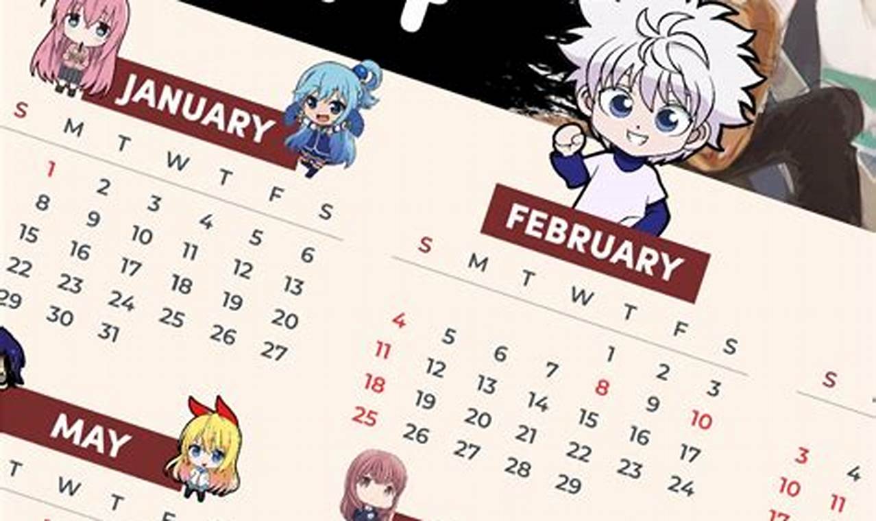 2024 Calendar Anime Colorful Images