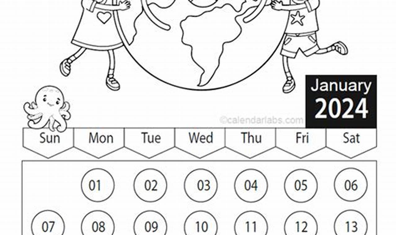 2024 Calendar Anime Printable Coloring Pictures
