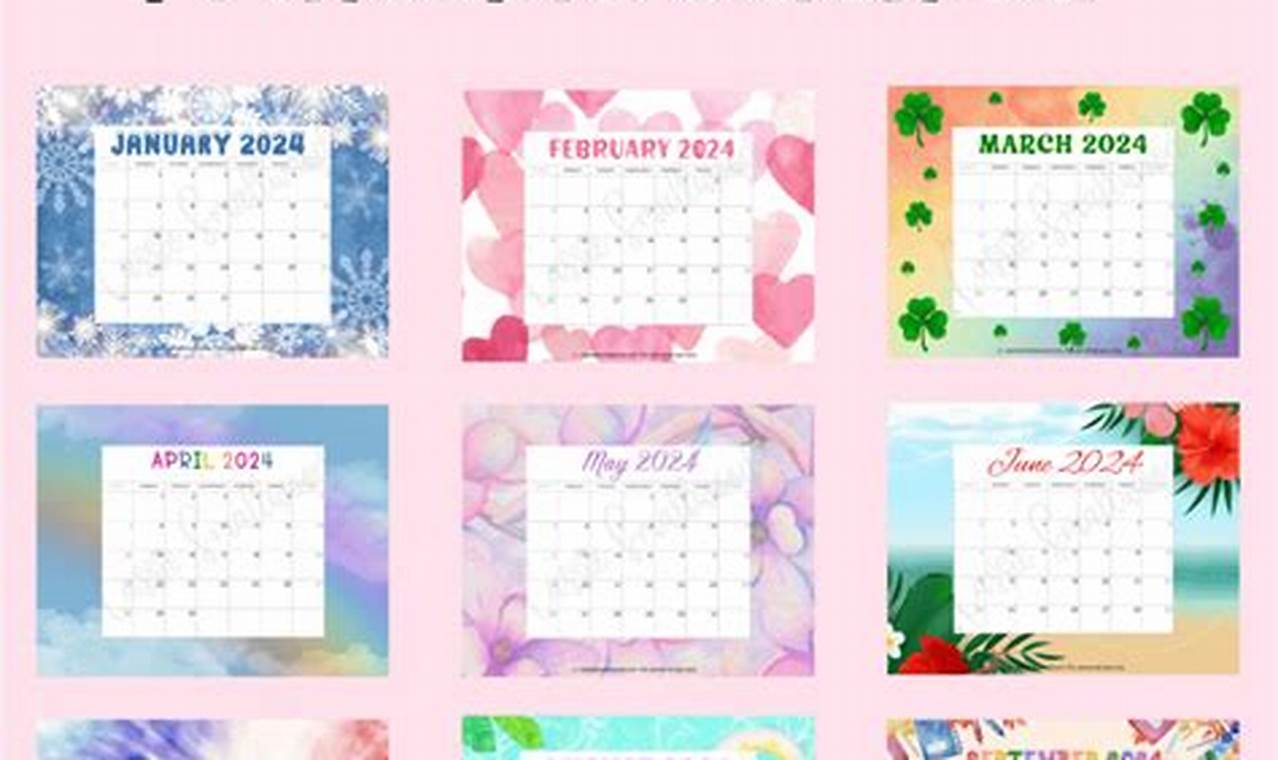 2024 Calendar Cute Printable