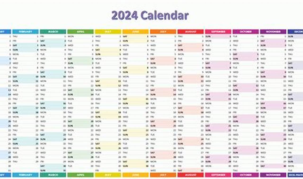 2024 Calendar Excel Format Free Download Desktop