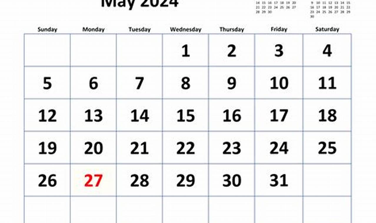 2024 Calendar For May