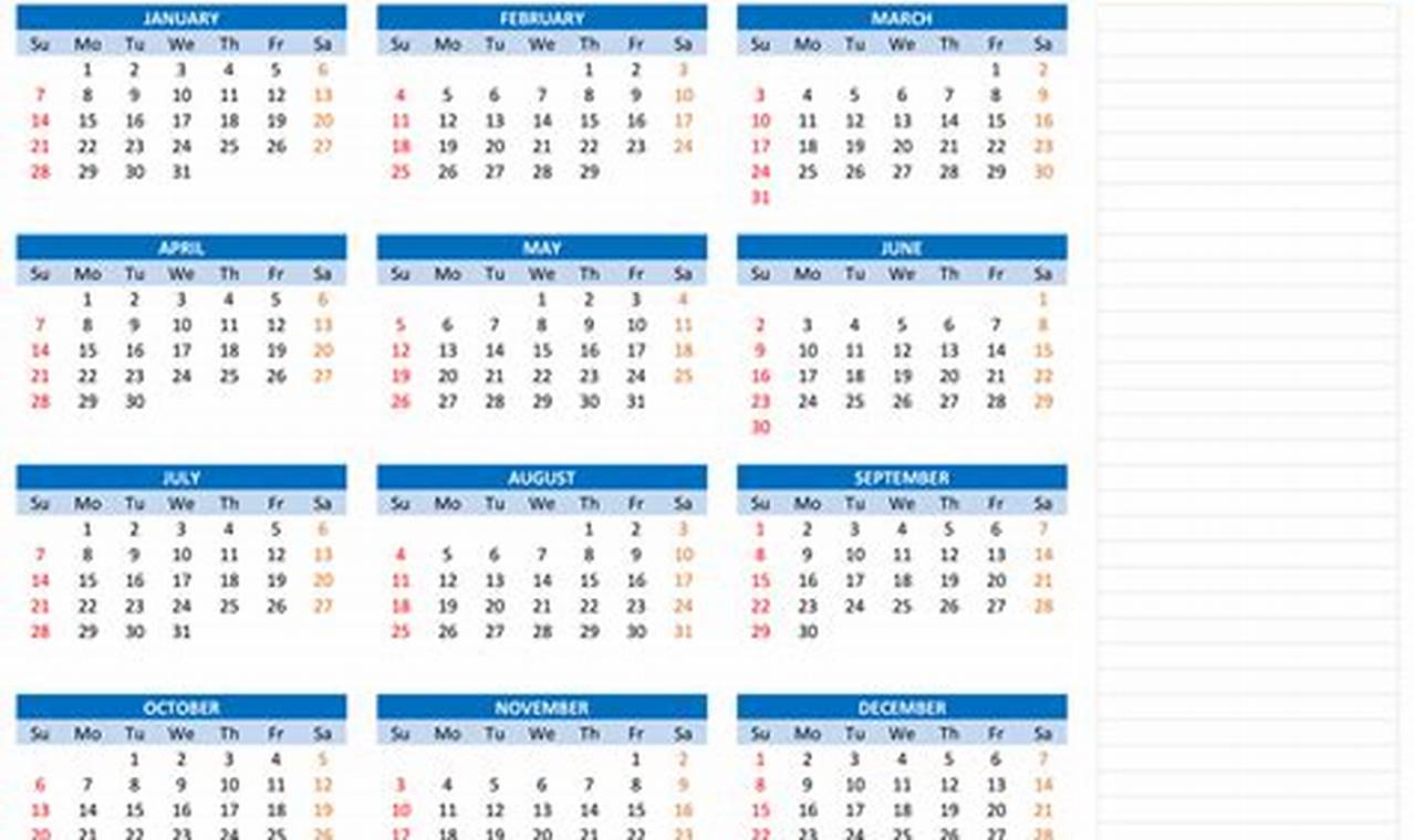 2024 Calendar Free Printable One Page Word Template