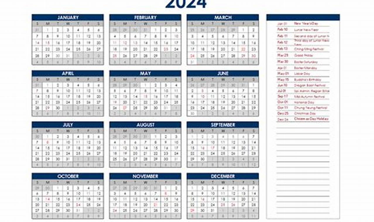 2024 Calendar Hong Kong Public Holidays 2024