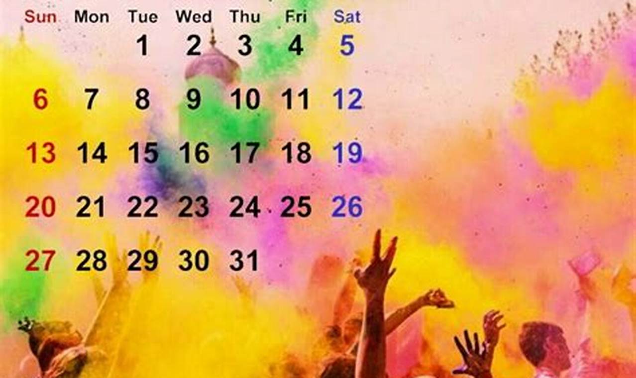 2024 Calendar March Month Holi
