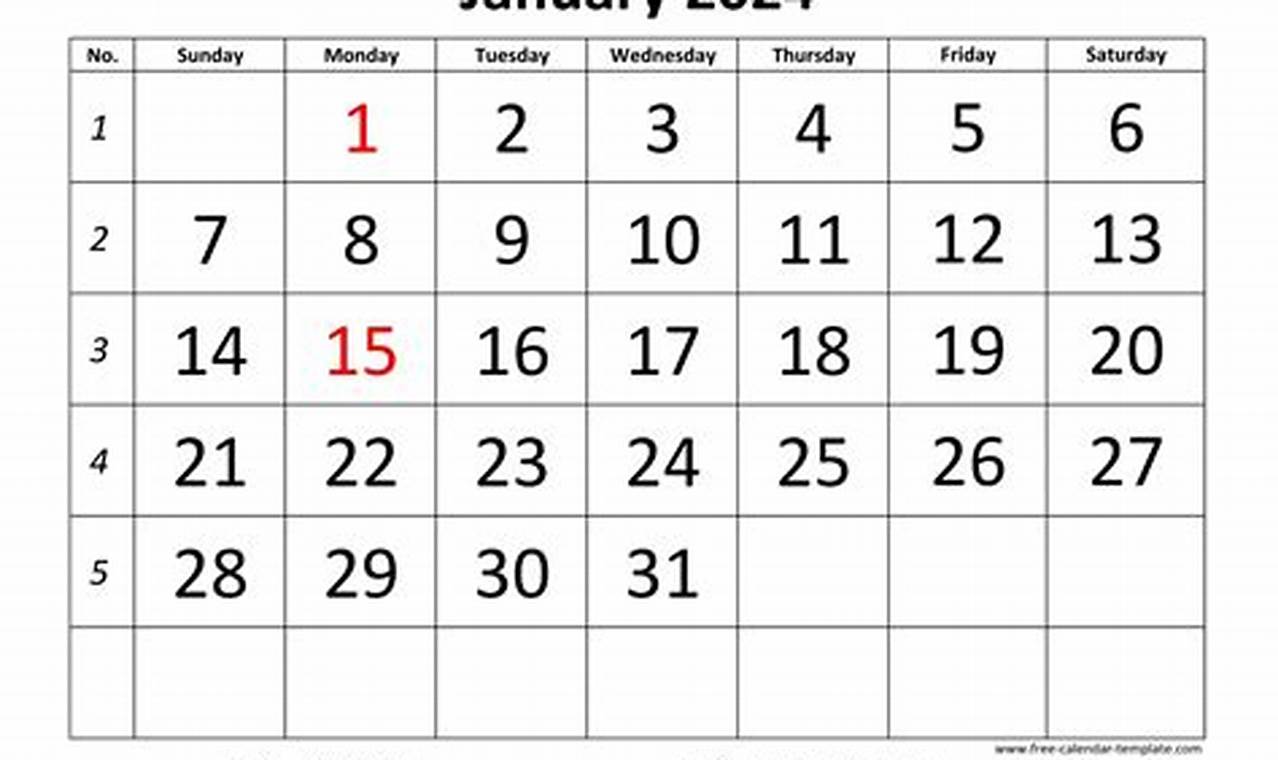 2024 Calendar Month Templates