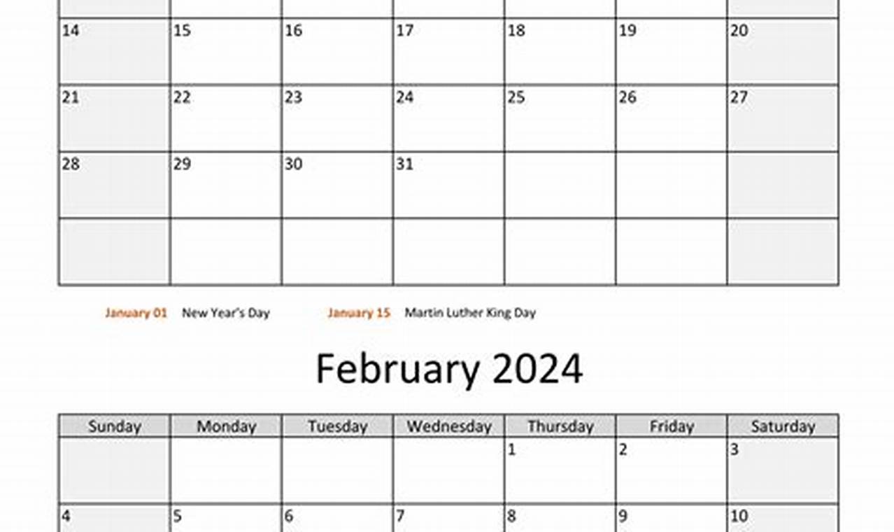 2024 Calendar Printable 2 Months Per Page