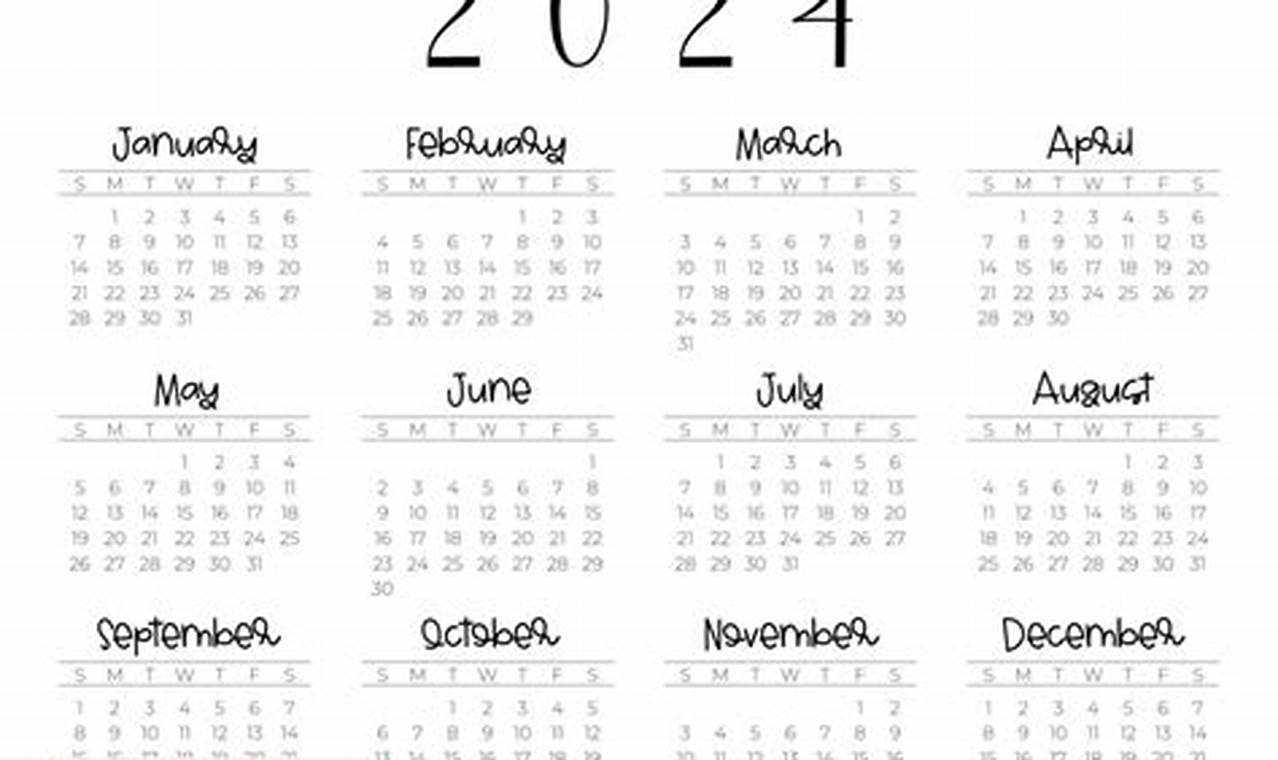 2024 Calendar Printable A5 Dimensions