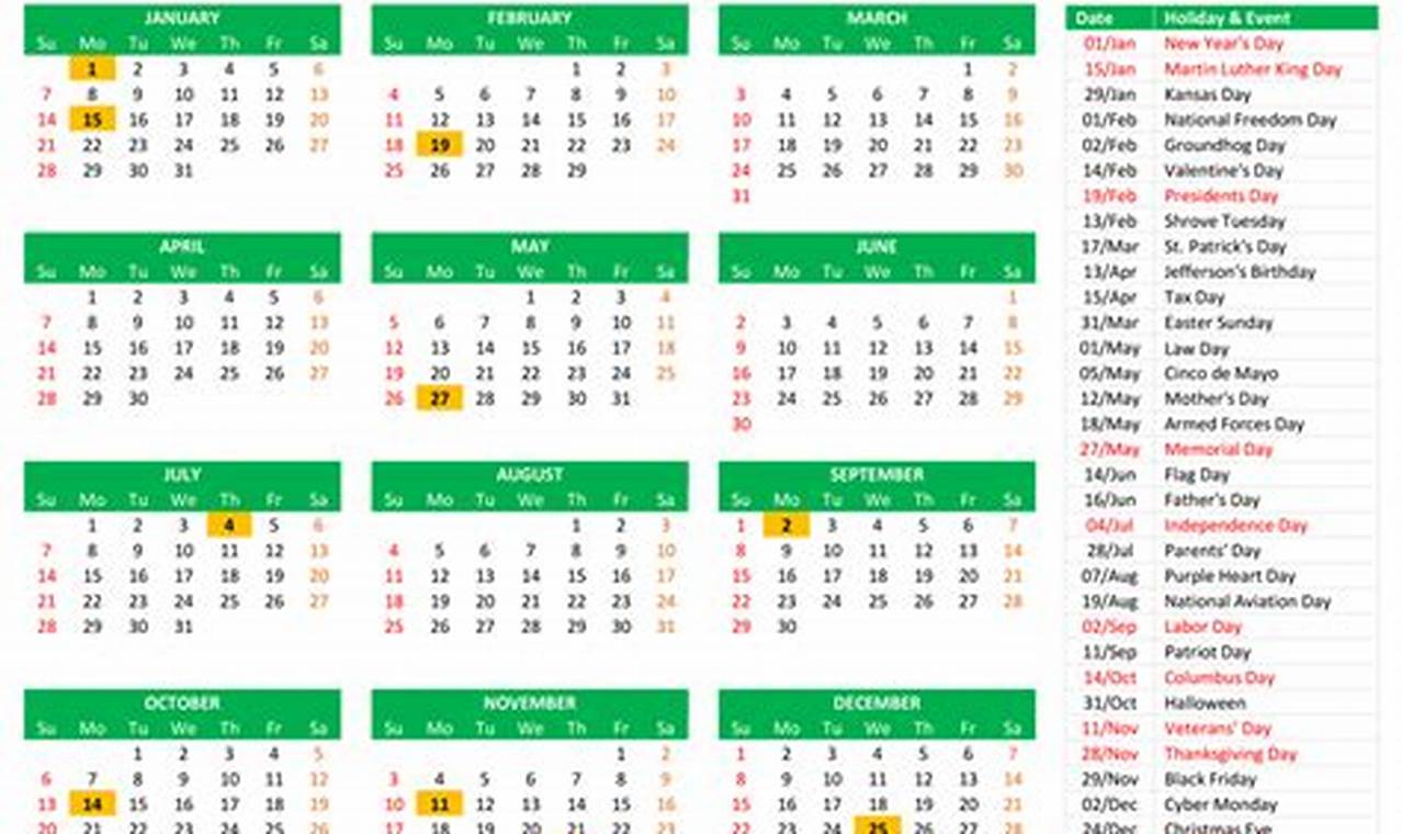 2024 Calendar Printable With Holidays Free Download Chrome