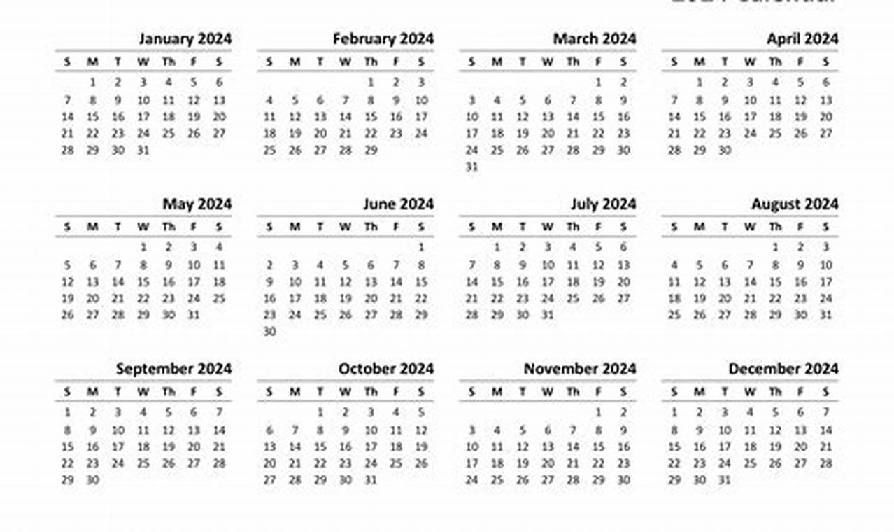 2024 Calendar Template Free Download Pdf Form