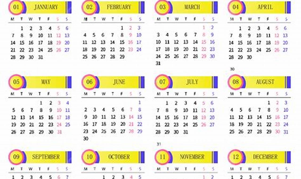 2024 Calendar Text Color