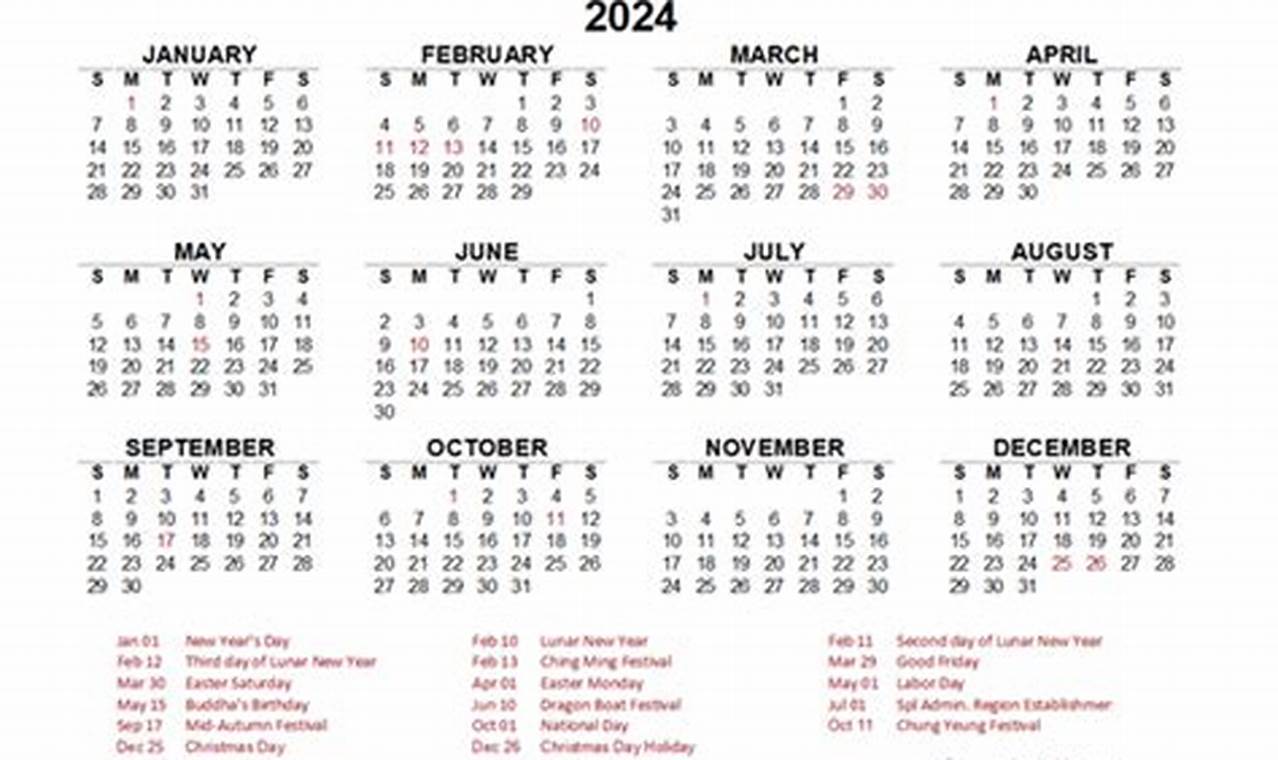 2024 Calendar With Holidays Hong Kong