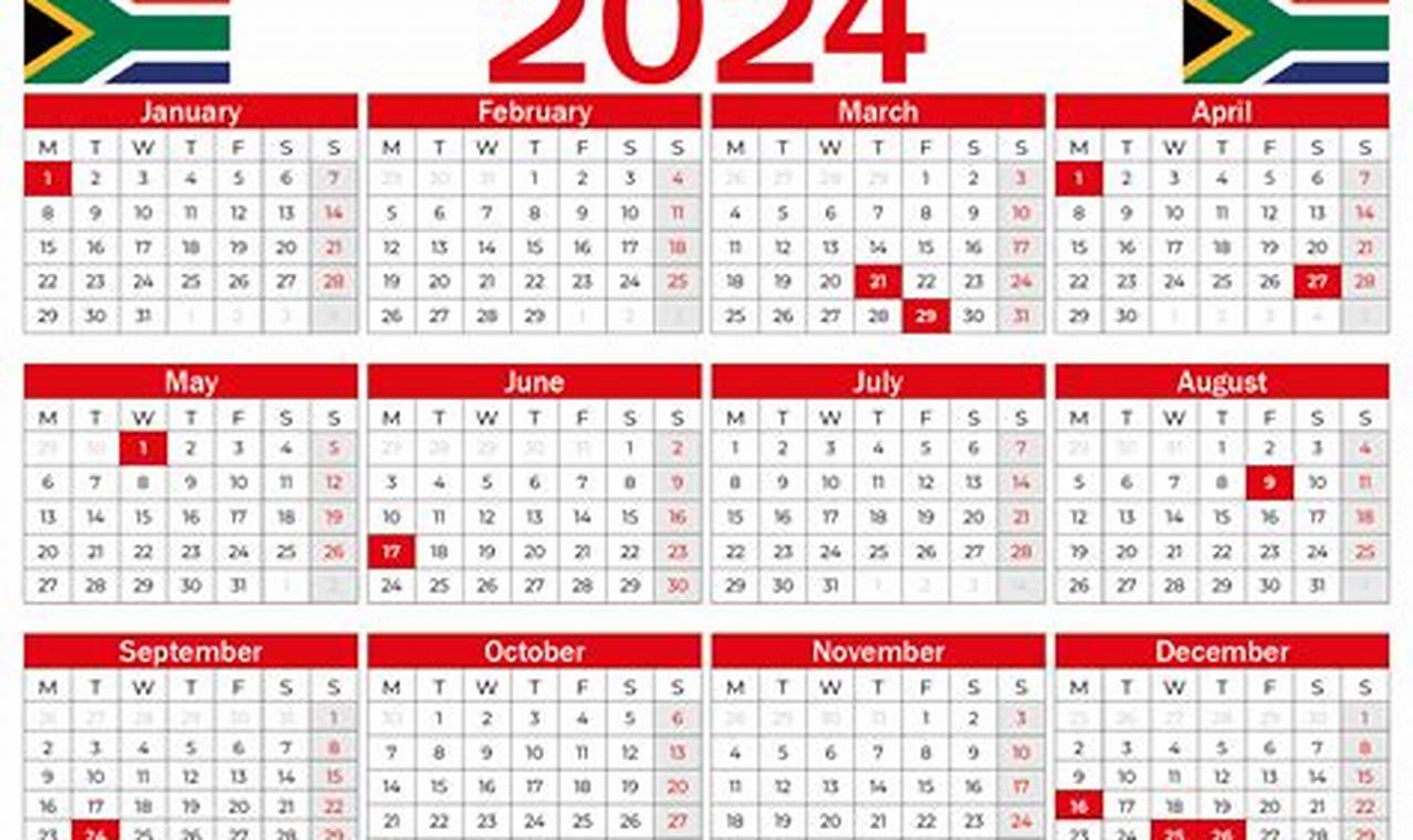 2024 Calendar With Holidays Printable South Africa Map