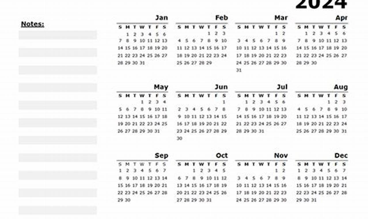 2024 Calendar Year Template