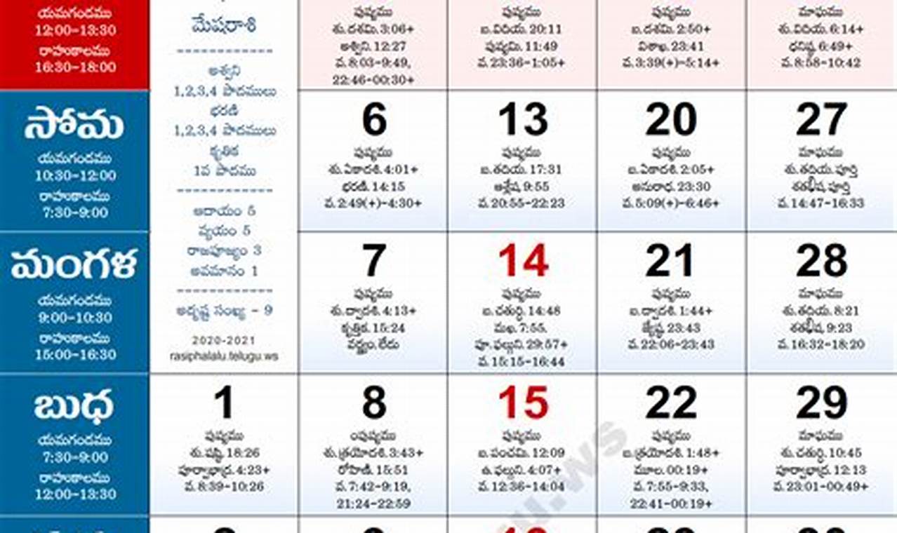 2024 December Calendar Telugu Calendar Printable