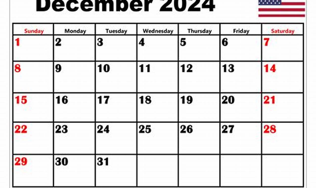 2024 December Calendar With Holidays Printable Stickers Png