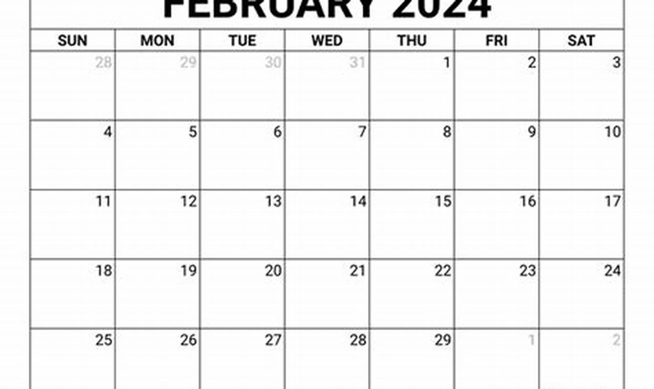 2024 February Calendar Blank Pdf Template