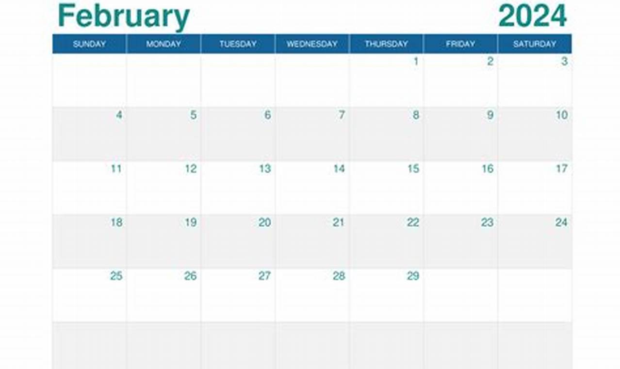 2024 February Calendar By Month Template Editable
