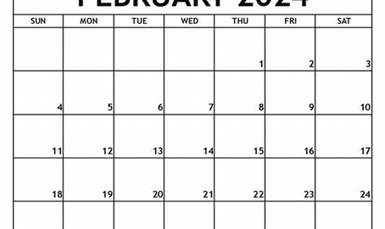 2024 February Calendar Free Printable One Pdf