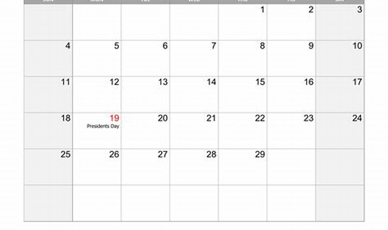 2024 February Calendar Printable With Holidays List 2018