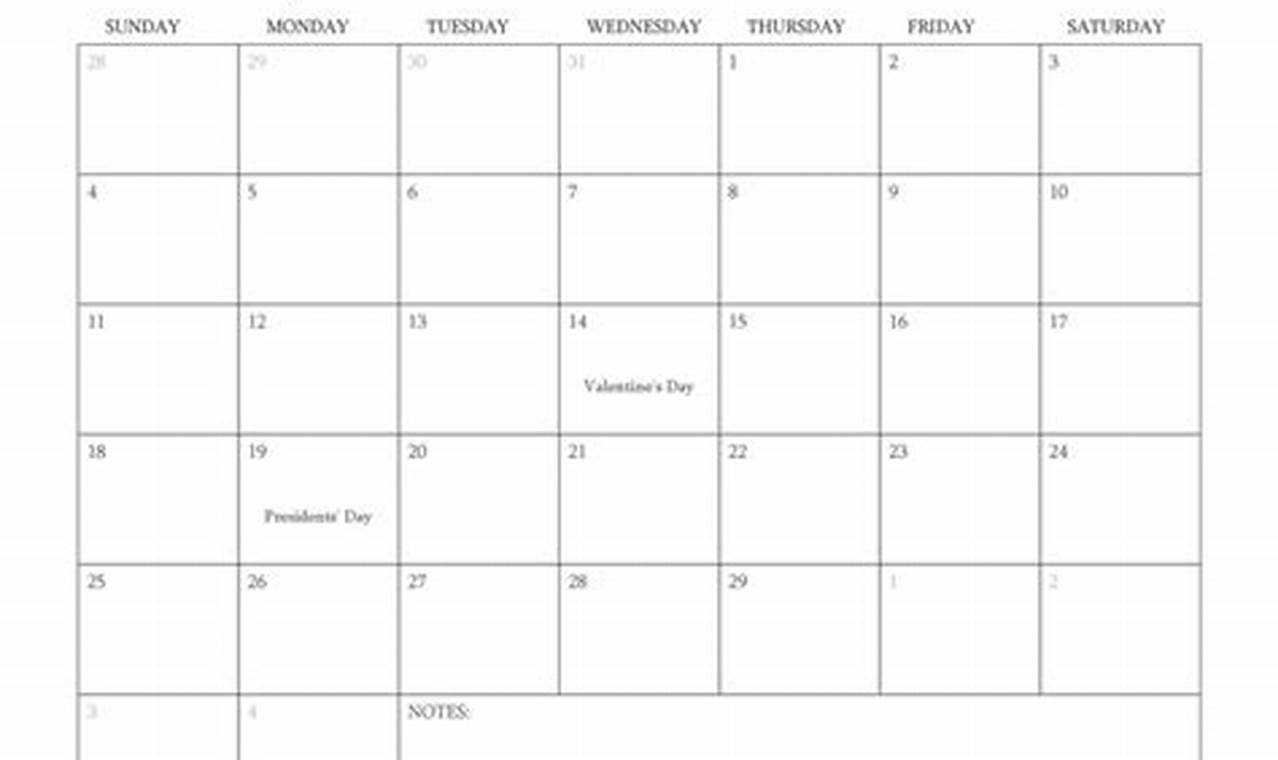 2024 February Calendar With National Holidays Download Google