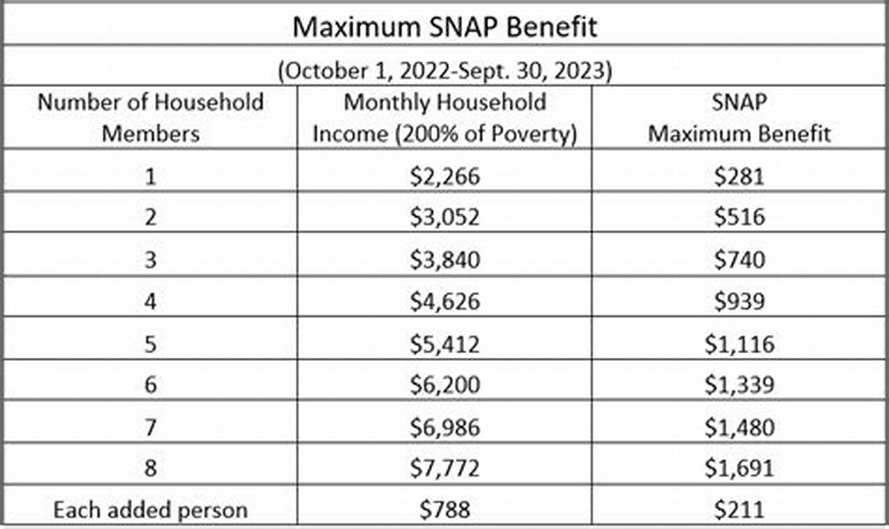 2024 Food Stamps Schedule