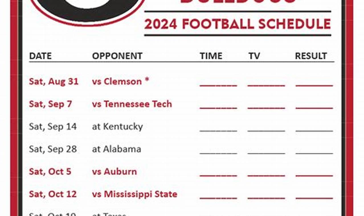 2024 Georgia Bulldog Football Schedule